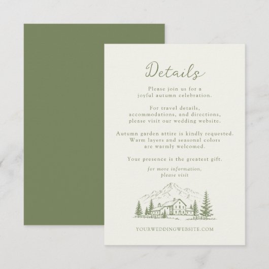 Sage Mountain Wedding Details Enclosure Card Informatiekaartje (Voorkant / Achterkant)