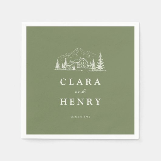 Sage Mountain Wedding Napkins Servet (Voorkant)