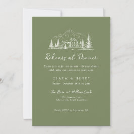 Sage Mountain Wedding Rehearsal Dinner Invitation Kaart