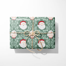 Sage Mr. & Mrs. Claus Christmas Wrapping Paper Cadeaupapier
