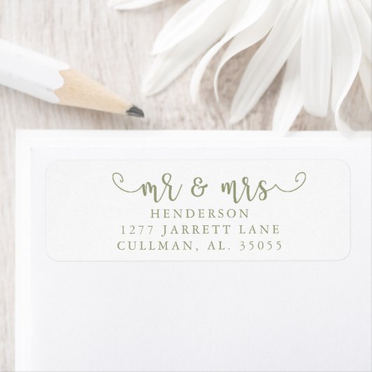 Sage| Mr & Mrs Return Address Label (Insitu)