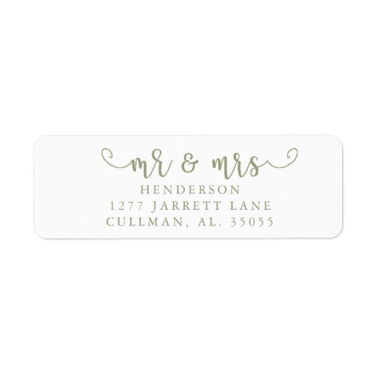 Sage| Mr & Mrs Return Address Label (Voorkant)
