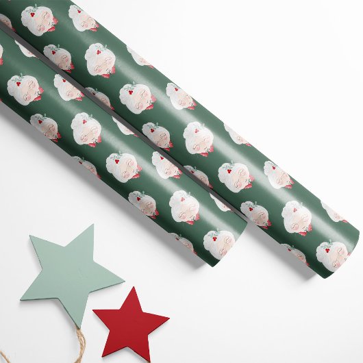 Sage Mrs. Claus Faces Christmas Wrapping Paper Cadeaupapier