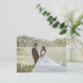 Sage Multi Foto Hand Lettering Dank u bruiloft Briefkaart (Staand voorkant)