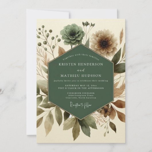Sage Naturalist Weide Bruiloft Kaart (Voorkant)