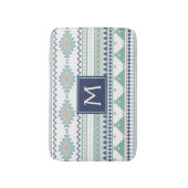 Sage & Navy Blue Monogram Native American Pattern Badmat (Voorkant Verticaal)