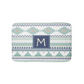 Sage & Navy Blue Monogram Native American Pattern Badmat (Voorkant)