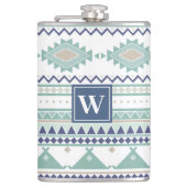 Sage & Navy Blue Native American Pattern Heupfles (Voorkant)