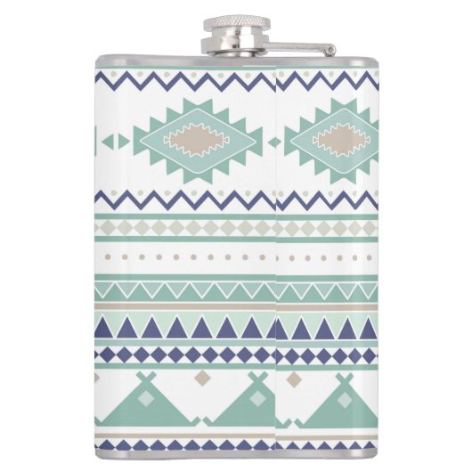 Sage & Navy Blue Native American Pattern Heupfles (Achterkant)