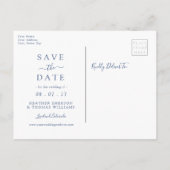 Sage Navy Botanical Wreath Weddenschap redt de dat Aankondigingskaart (Achterkant)