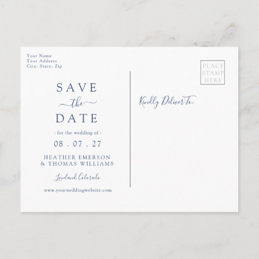 Sage Navy Botanical Wreath Weddenschap redt de dat Aankondigingskaart (Achterkant)