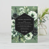 Sage Nocturnal Bloom Wedding Kaart (Staand voorkant)