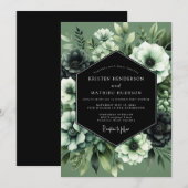 Sage Nocturnal Bloom Wedding Kaart (Voorkant / Achterkant)