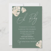 Sage Oh Baby Boho Leaf Baby shower Kaart (Voorkant)
