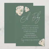Sage Oh Baby Boho Leaf Baby shower Kaart (Voorkant / Achterkant)