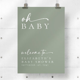 Sage Oh Baby Minimalistisch Baby shower Welkomstbo Poster