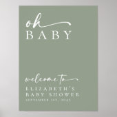 Sage Oh Baby Minimalistisch Baby shower Welkomstbo Poster (Voorkant)