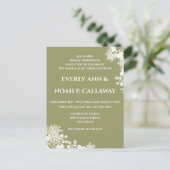 Sage Olijf Groen & Wit  Bloemen Huwelijk Uitnodiging Briefkaart (Staand voorkant)