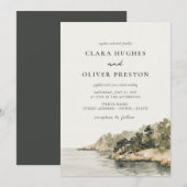 Sage Olijf Pijnboom Script Mallorca Kust Bruiloft Kaart (Voorkant / Achterkant)