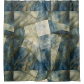 Sage Olijfgroen Goud Geometrisch Abstract Natuurli Douchegordijn (Voorkant)