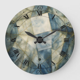 Sage Olijfgroen Goud Geometrisch Abstract Natuurli Grote Klok