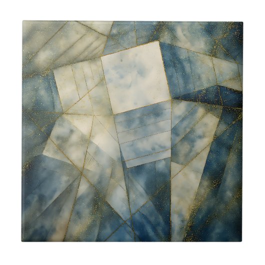 Sage Olijfgroen Goud Geometrisch Abstract Natuurli Tegeltje (Voorkant)