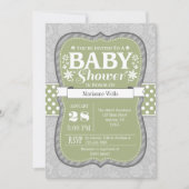 Sage Olijfgroen Grijs Bloemen Baby shower Uitnodig Kaart (Voorkant)