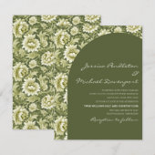 Sage Olijfgroene Botanische Boog Script Bruiloft Kaart (Voorkant / Achterkant)