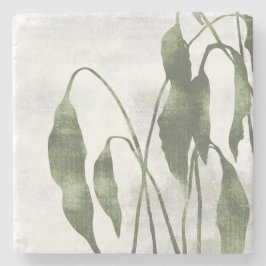Sage Olijfgroene Schilderachtige Botanische Kunst Stenen Onderzetter