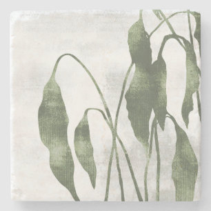 Sage Olijfgroene Schilderachtige Botanische Kunst Stenen Onderzetter