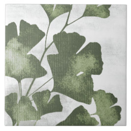 Sage Olijfgroene Schilderachtige Botanische Kunst Tegeltje