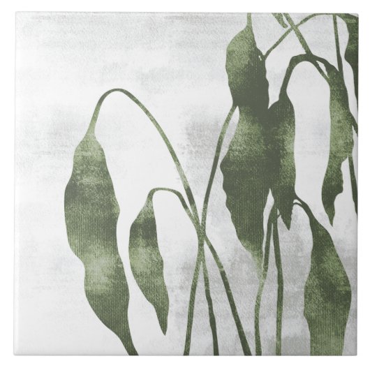 Sage Olijfgroene Schilderachtige Botanische Kunst  Tegeltje (Voorkant)