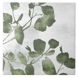 Sage Olijfgroene Schilderachtige Botanische Kunst Tegeltje