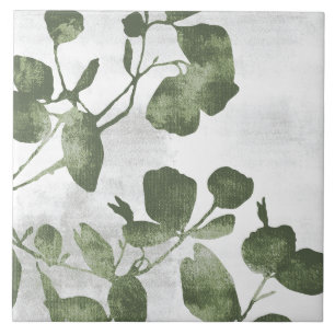 Sage Olijfgroene Schilderachtige Botanische Kunst Tegeltje
