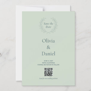 Sage Olijftak QR Code Save the Date Magneet Magnetische Uitnodiging