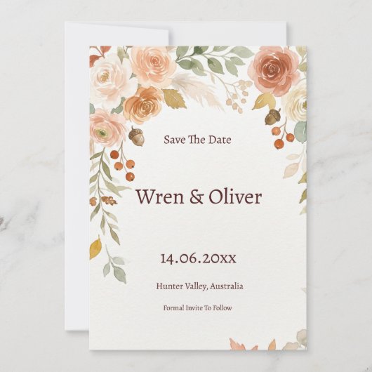 Sage Olijftak Save the Date Kaart (Voorkant)