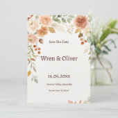 Sage Olijftak Save the Date Kaart (Staand voorkant)