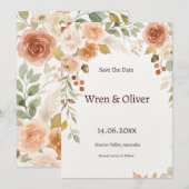 Sage Olijftak Save the Date Kaart (Voorkant / Achterkant)