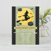 Sage Olive Black Grey Witch Halloween Invitation Kaart (Staand voorkant)