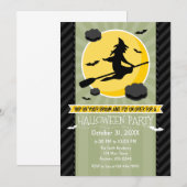 Sage Olive Black Grey Witch Halloween Invitation Kaart (Voorkant / Achterkant)