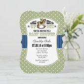 Sage Olive Blue Cowboy Baby shower Invitation Kaart (Staand voorkant)
