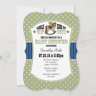 Sage Olive Blue Cowboy Baby shower Invitation Kaart