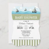 Sage Olive Blue Nautical Baby shower Invitation Kaart (Voorkant)