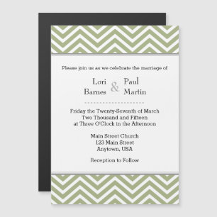 Sage Olive Chevron Magnetic Wedding Invitation Magnetische Uitnodiging