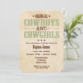 Sage Olive  Cowboy Verjaardagsuitnodiging Kaart (Staand voorkant)