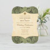 Sage Olive Cream Leaf Vintage Weddenschap Kaart (Staand voorkant)