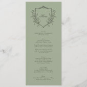 Sage Olive Crest Classic Elegant Wedding Menu (Voorkant)