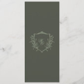 Sage Olive Crest Classic Elegant Wedding Menu (Achterkant)