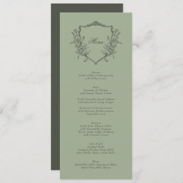 Sage Olive Crest Classic Elegant Wedding Menu
