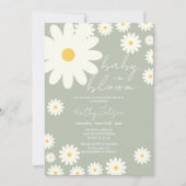 Sage Olive Daisy Bloemen Baby in Bloom Shower Kaart (Voorkant)